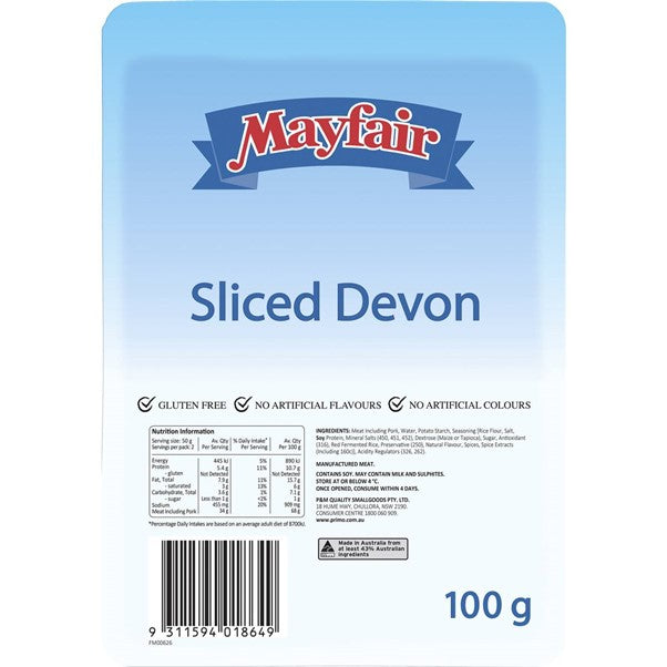 Mayfair Devon Sliced 80gm