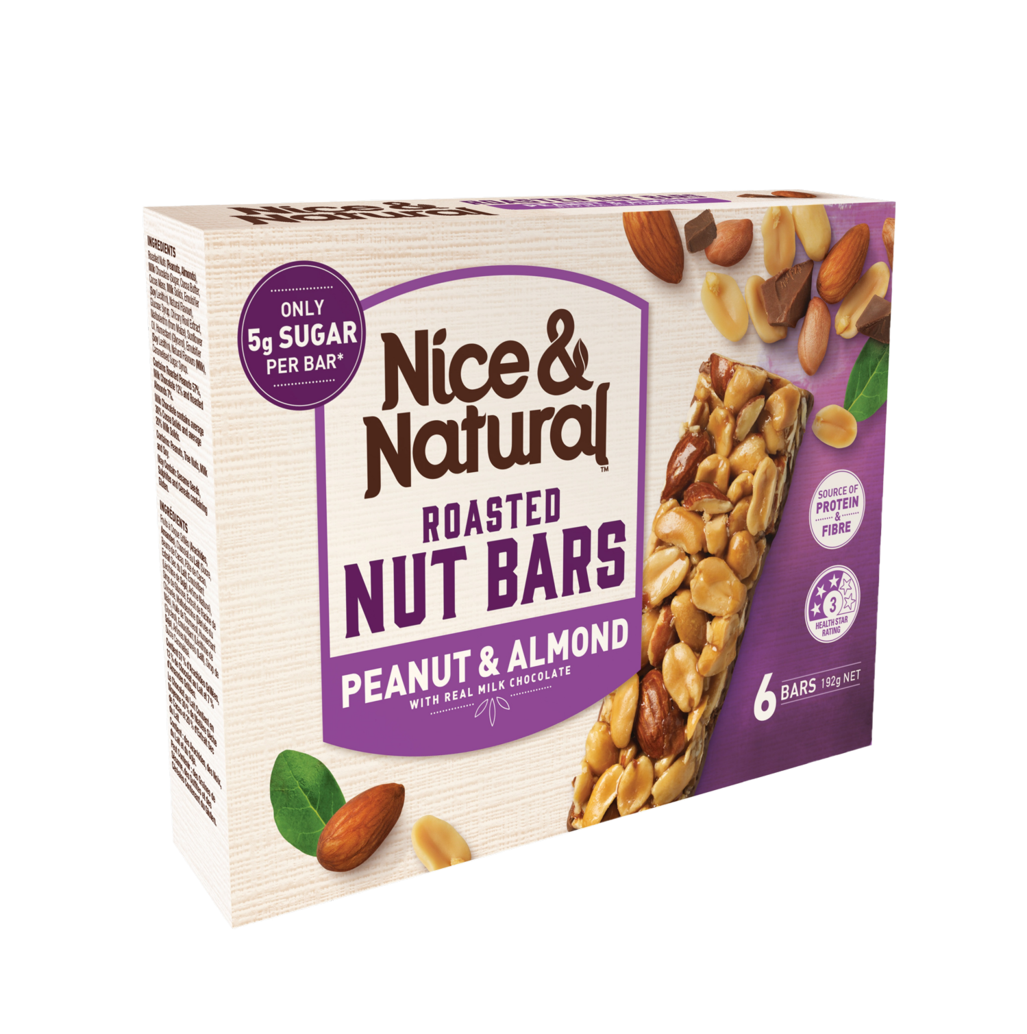 Nice & Natural Roasted Nut Bar Chocolate Peanut & Almond 6pk
