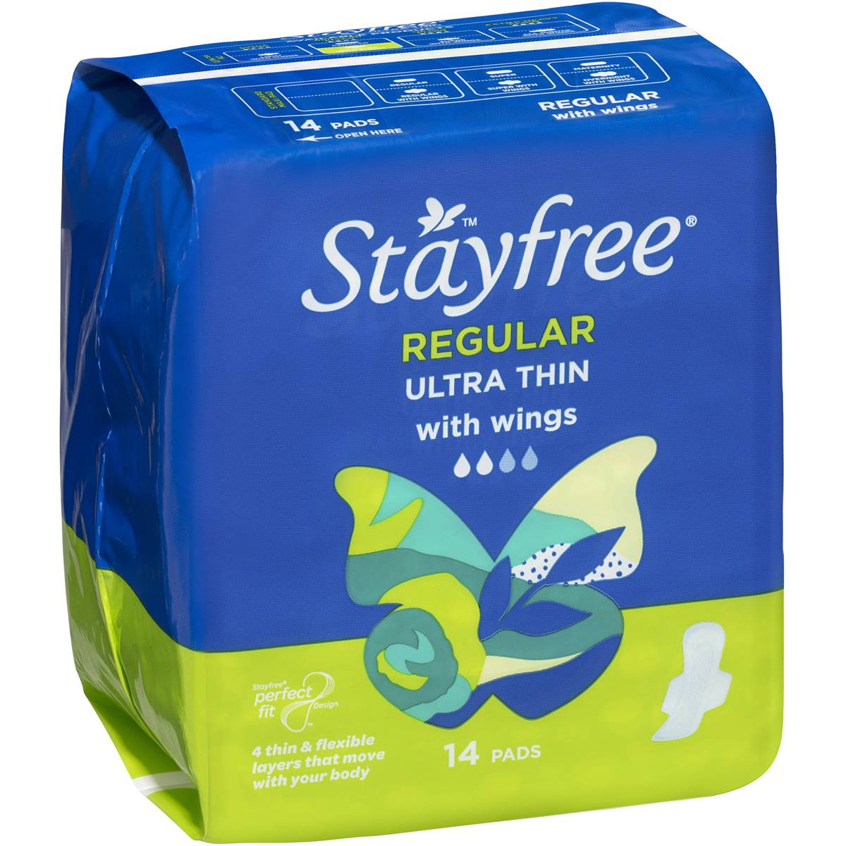 Stayfree Ultrathin Pads with Wings Regular 14pk