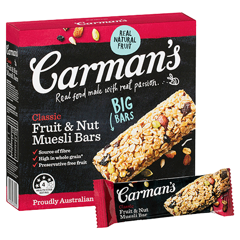 Carman's Muesli Bars Classic Fruit & Nut 6pk