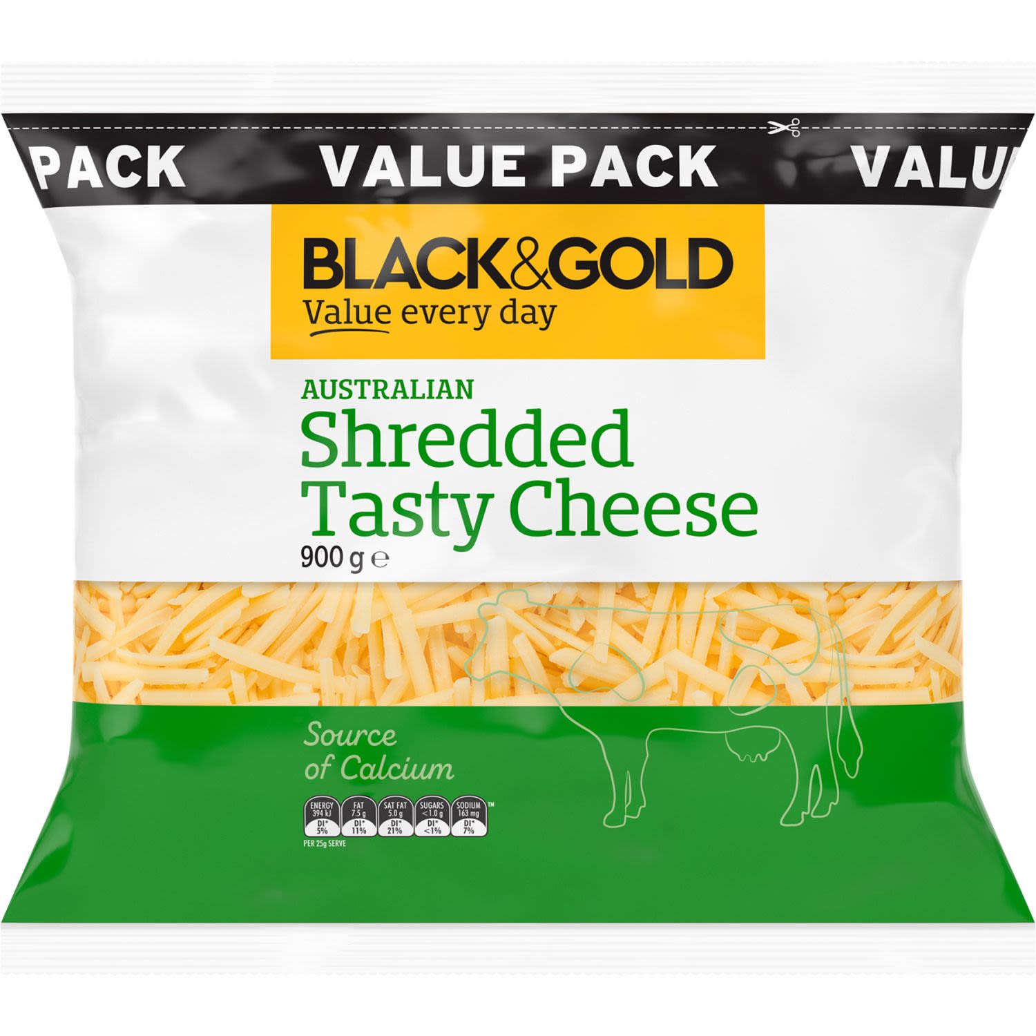 Black & Gold Cheese Shredded Value Pack 900g