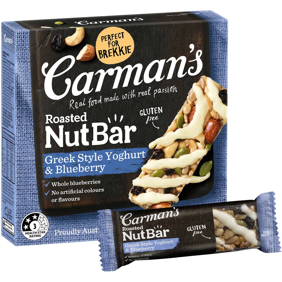 Carman's Nut Bars Greek Yoghurt & Blueberry 5pk