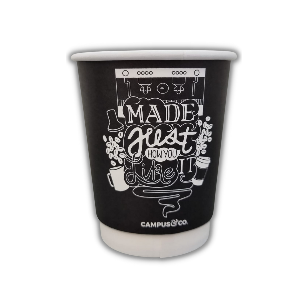 Campus&Co. Coffee Cup Double Wall Like It Design on Black 8oz 25/sleeve