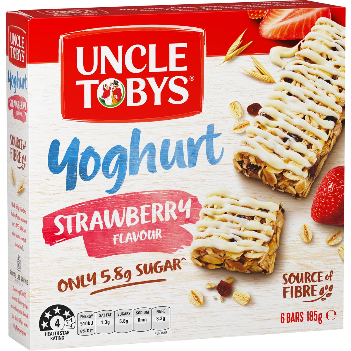 Uncle Tobys Muesli Bars Yogurt & Strawberry 6pk 185g