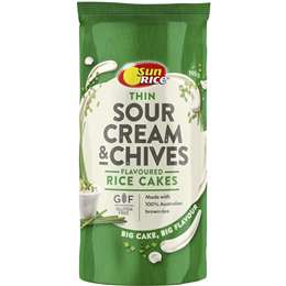 Sunrice Rice Cakes Thin Sour Cream & Chives 160g