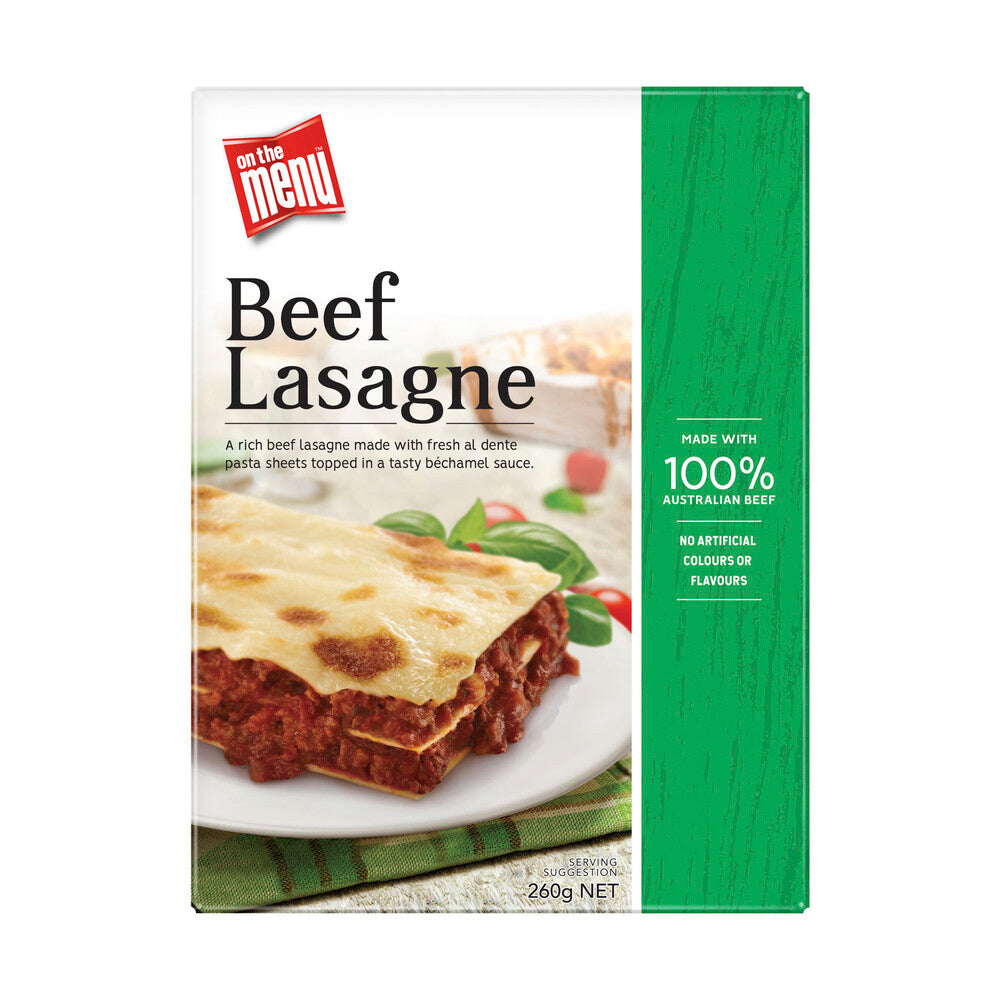 On the Menu Single Serve Beef Lasagne 260gm