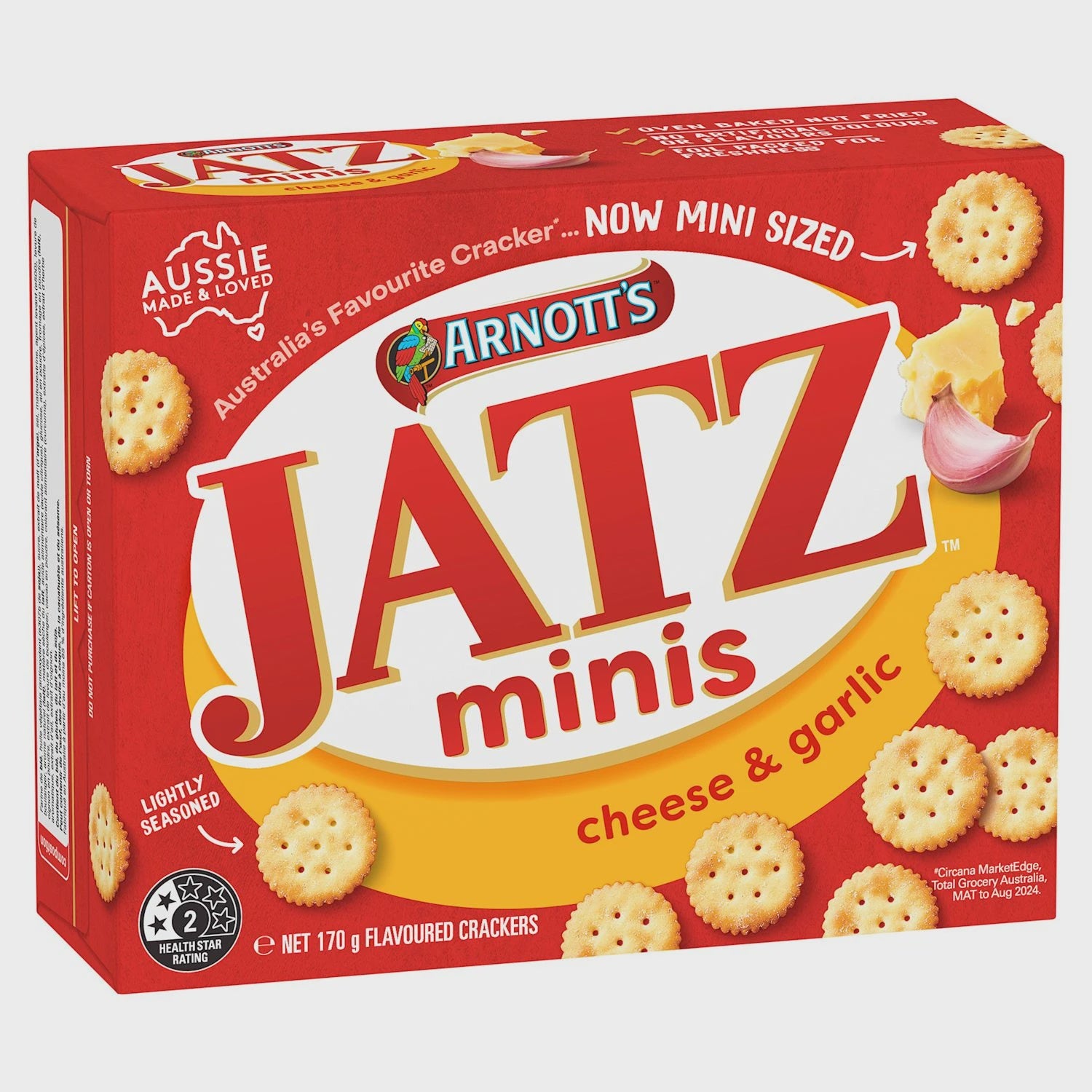 Arnotts Jatz Mini Crackers Cheese & Garlic 170g