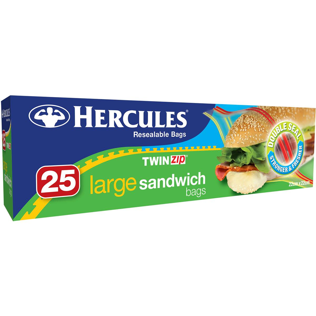 Hercules Large Sandwich Bags Twin Zip 25pk