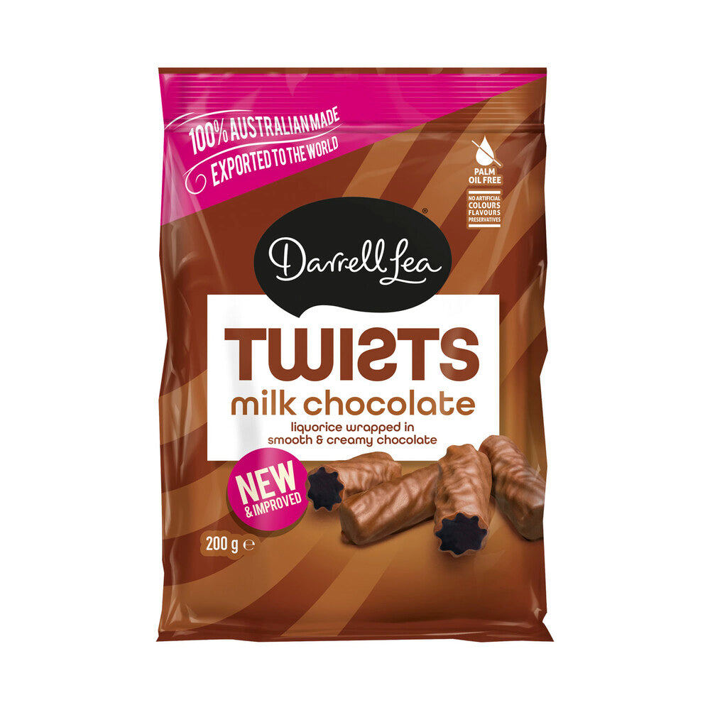 Darrell Lea Milk Choc Coated Liquorice Twists 200g