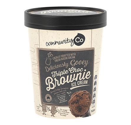 Community Co Triple Choc Brownie Ice Cream 1L