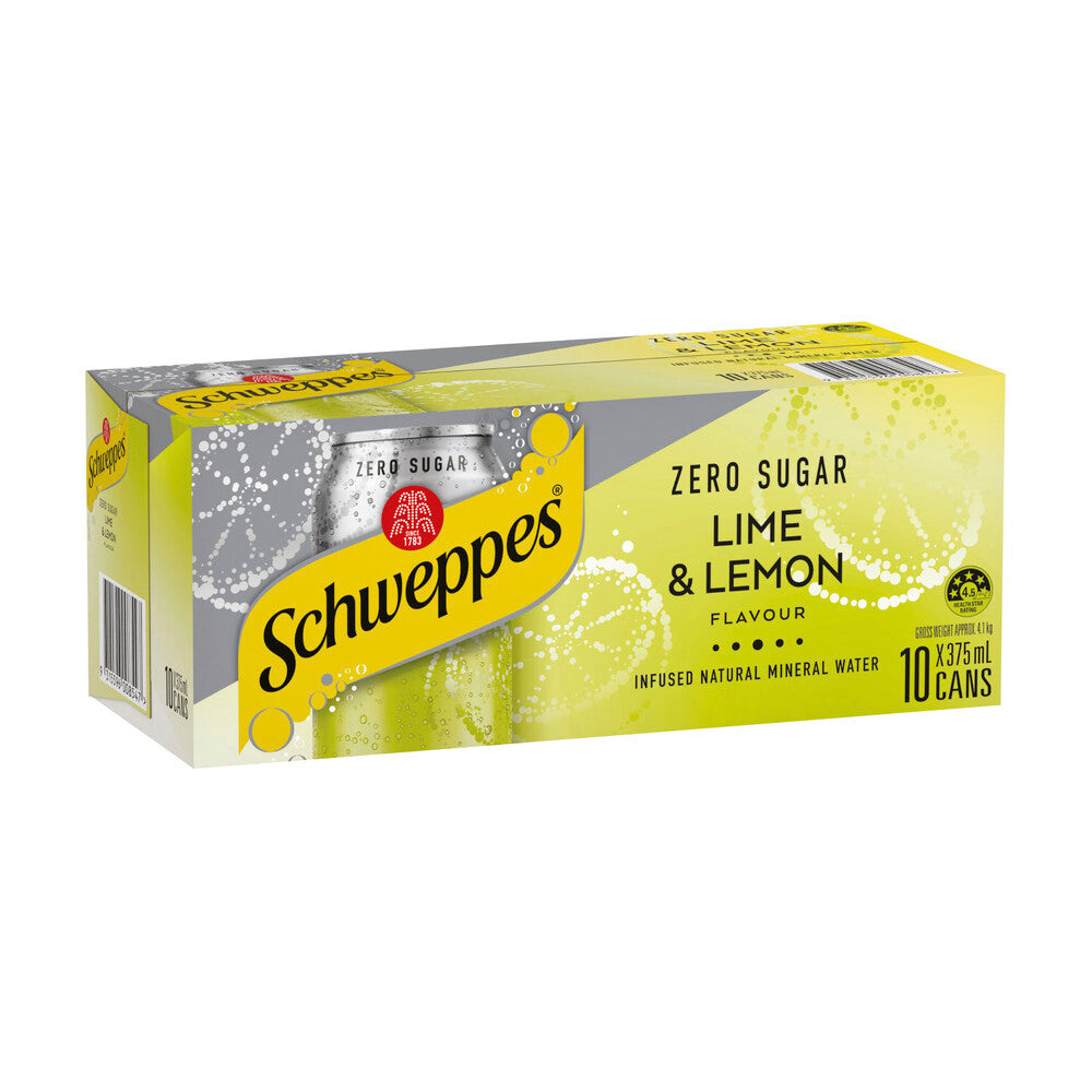 Schweppes Zero Sugar Cans Lime & Lemon 375ml 10pk