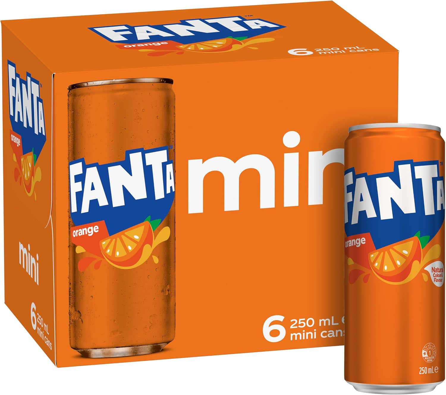 Fanta Orange Soft Drink Mini Cans 250ml 6pk