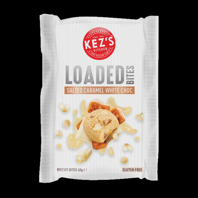 Kez's Gluten Free Salted Caramel White Choc Loaded Bites 40g