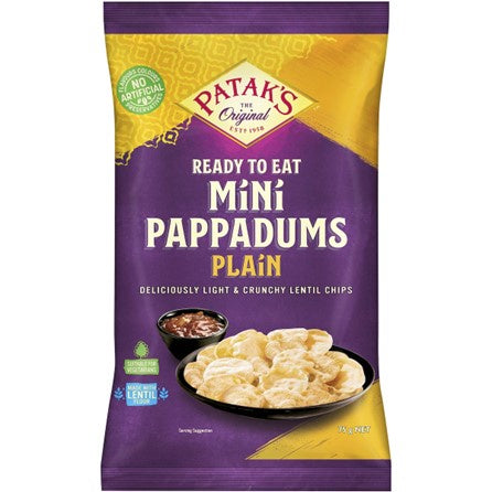 Pataks Ready To Eat Mini Pappadums Plain 75g