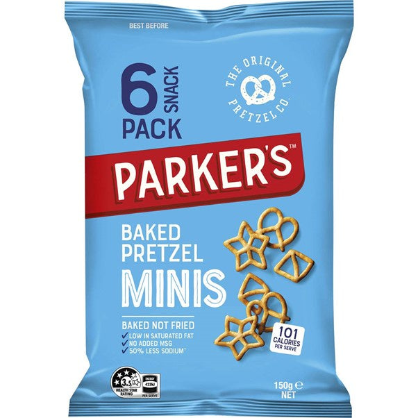 Parker's Baked Mini Pretzels Multipack 6pk 150g