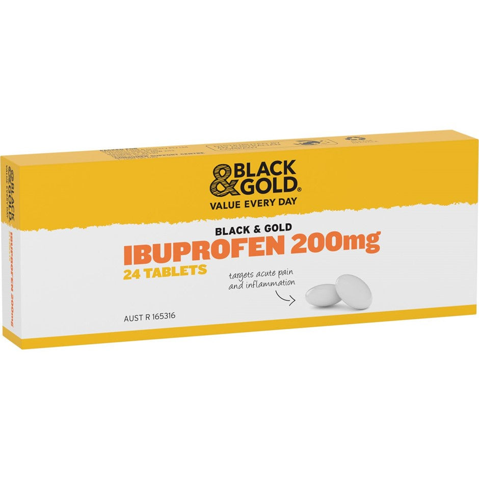 Black & Gold Ibuprofen Tablets 200mg 24pk