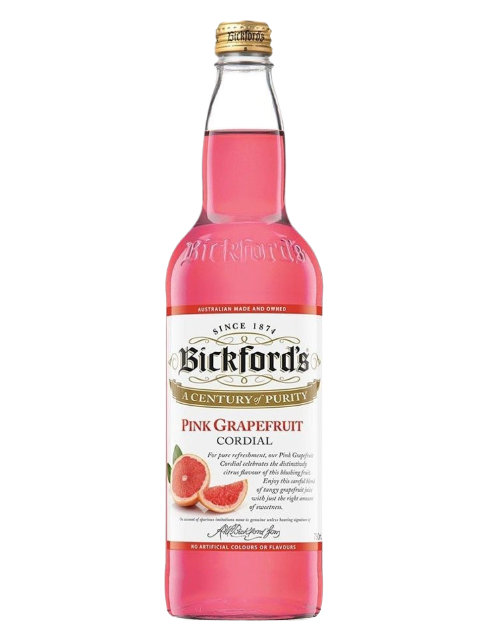 Bickford's Pink Grapefruit Cordial 750mL