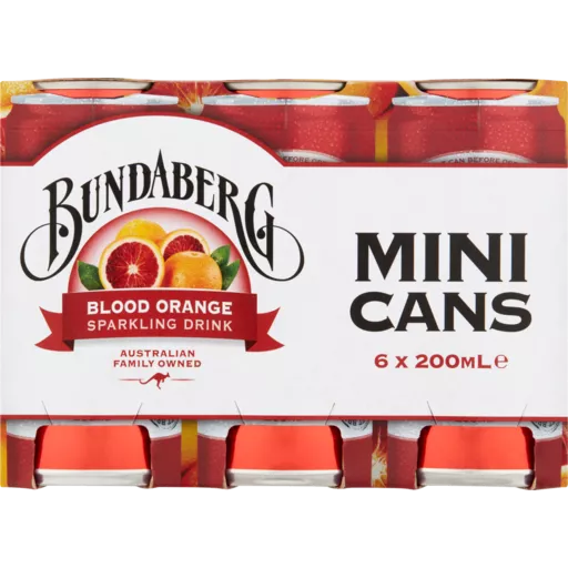 Bundaberg Mini Cans Blood Orange 200ml 6pk