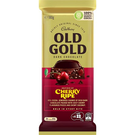 Cadbury Chocolate Block Old Gold Cherry Ripe 180g