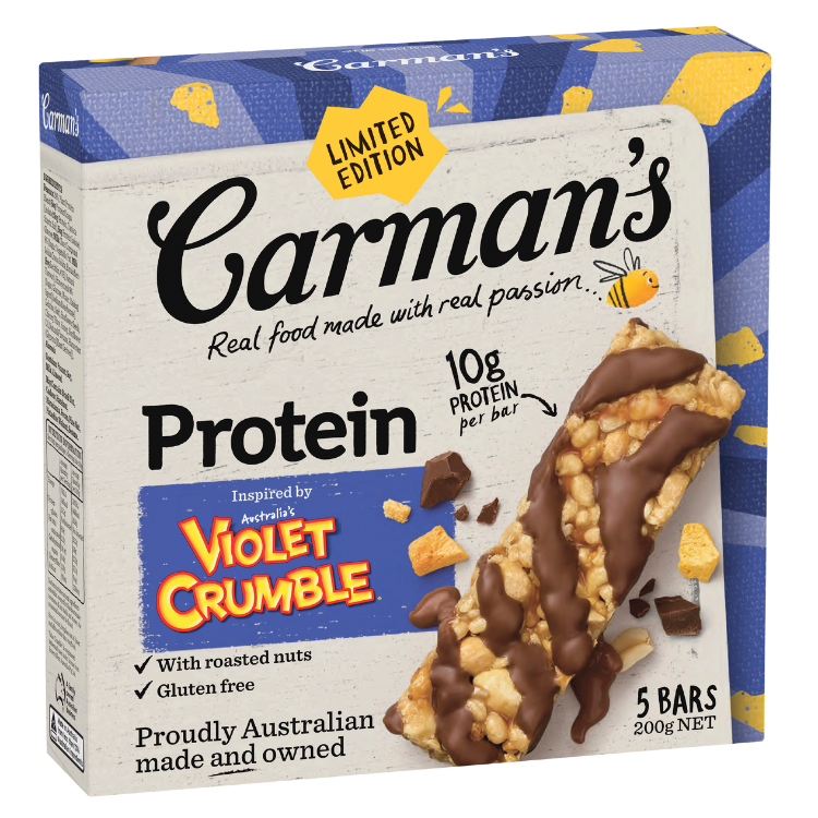 Carman's Protein Bars Violet Crumble 5pk