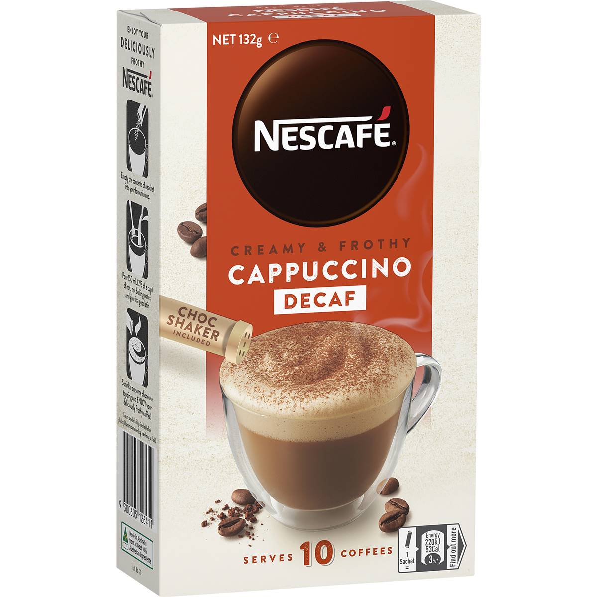 Nescafe Cappuccino Decaf Coffee Sachets 10pk