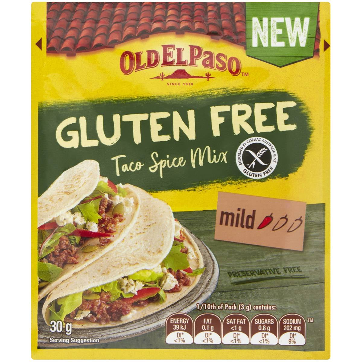 Old El Paso Gluten Free Taco Spice Mix Mild 30g