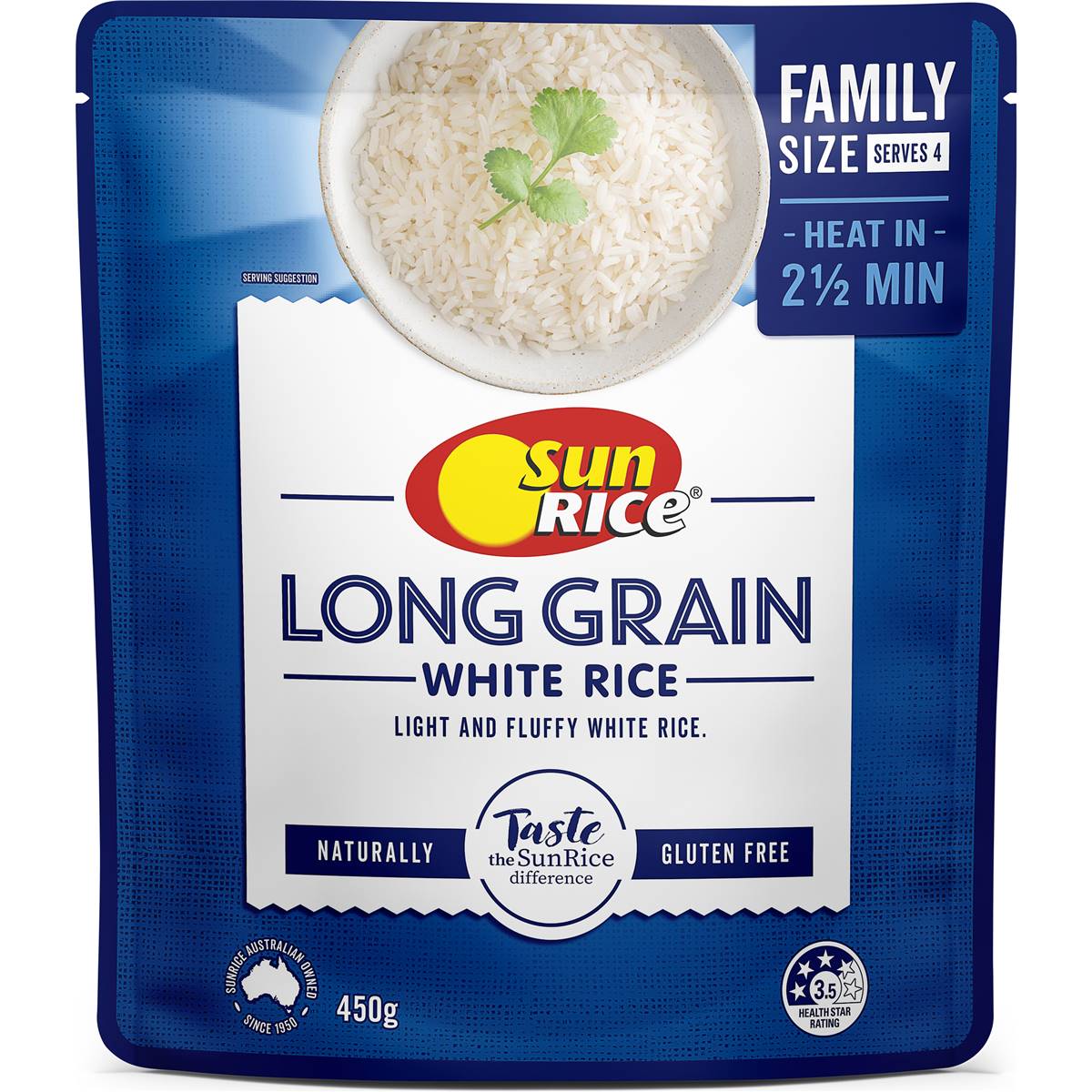 Sunrice Microwave Long White Rice Family Pack 450g