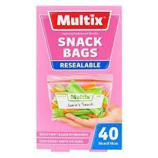 Multix Snack Size Resealable Bags 40/Pk