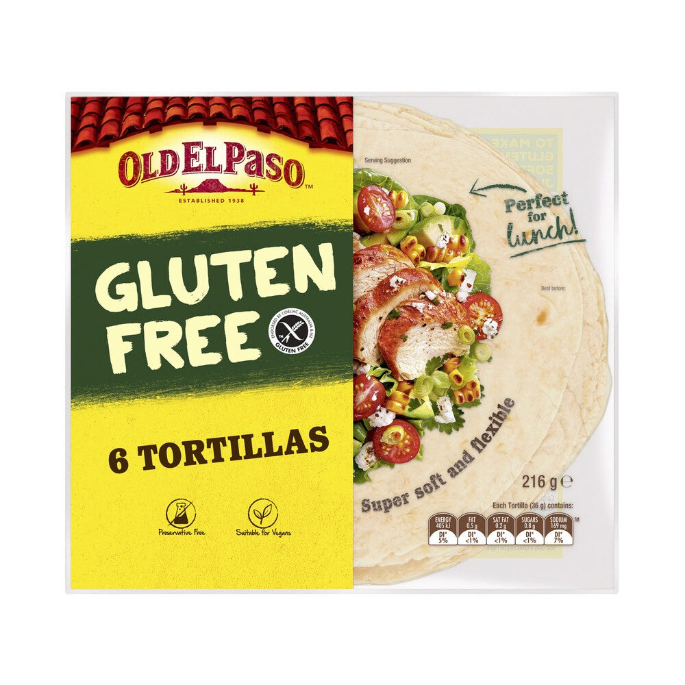 Old El Paso Tortilla Gluten Free 6pk 216g