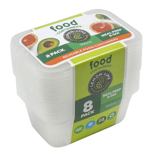 Lemon&Lime Disposable Food Containers Rectangle 300ml 10 pack