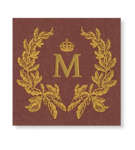 Manor Road Laurel Wreath Red/Gold Napkins - Cocktail