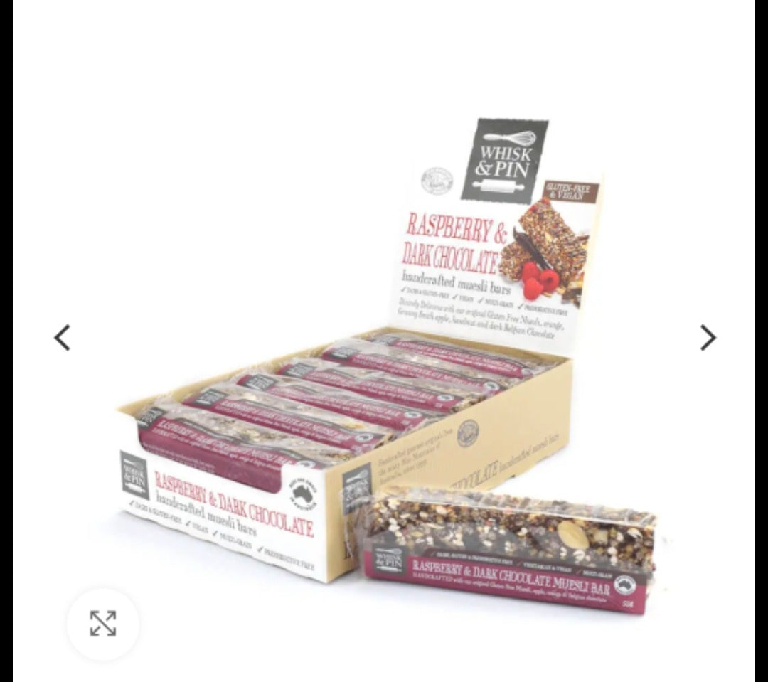 Whisk & Pin Raspberry & Dark Chocolate GF Muesli Bar 55g