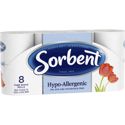 Sorbent Hypo Allergenic Toilet Paper 8pk