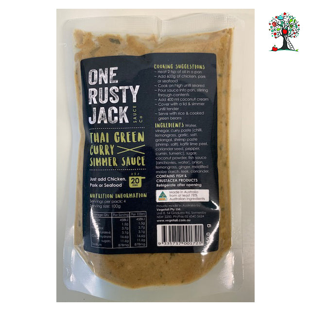 One Rusty Jack Thai Green Curry Simmer Sauce 400g