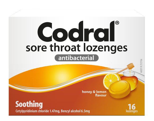Codral Lozenges Antibacterial Soothing Honey & Lemon 16pk