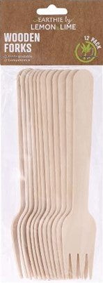 Lemon&Lime Eco Wooden Forks 15.5cm 12Pk