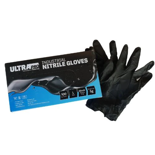 Ultrapro Black Heavy Duty Nitrile Gloves Large