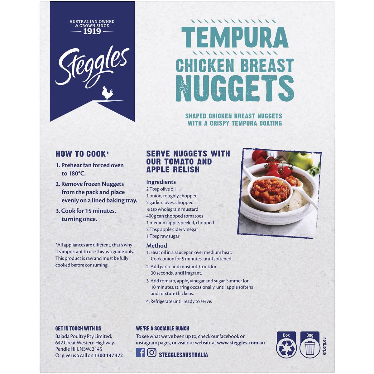 Steggles Chicken Nuggets Tempura 400gm