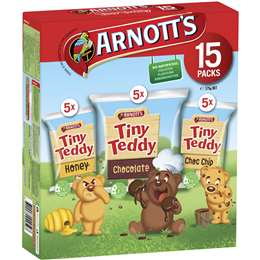 Arnotts Tiny Teddy Biscuits Variety Box 15pk 375g