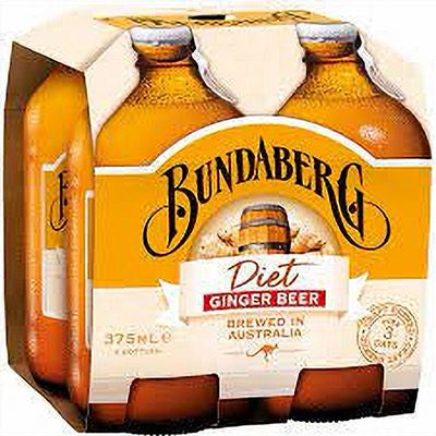 Bundaberg Drink Diet Ginger Beer 375ml 4pk